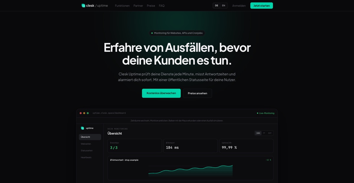 clesk / uptime Screenshot